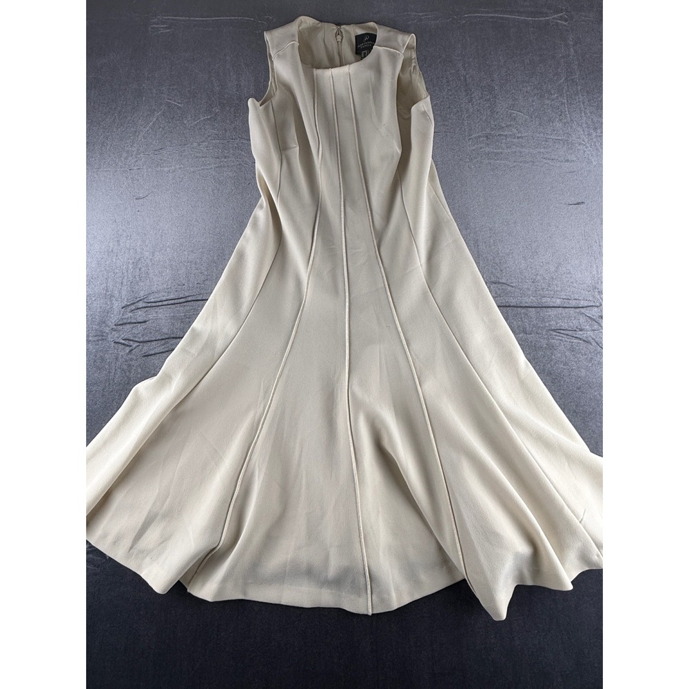 Adrianna Papell Womens Ivory Seamed Fit Flare Midi Dress Size 4 Cream 011252450